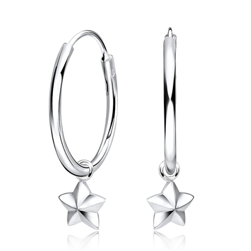 Twinkling Star Silver Hoop Earring HO-1655